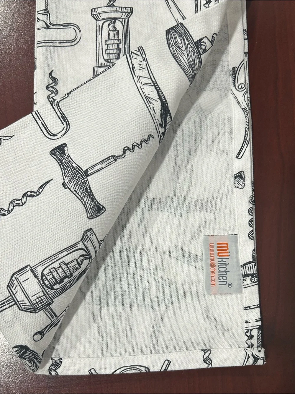 White Print Corkscrew Kitchen Towel